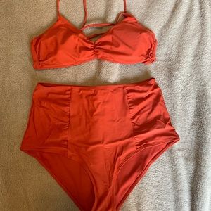 Burgundy Aerie High Waisted Bathing Suit